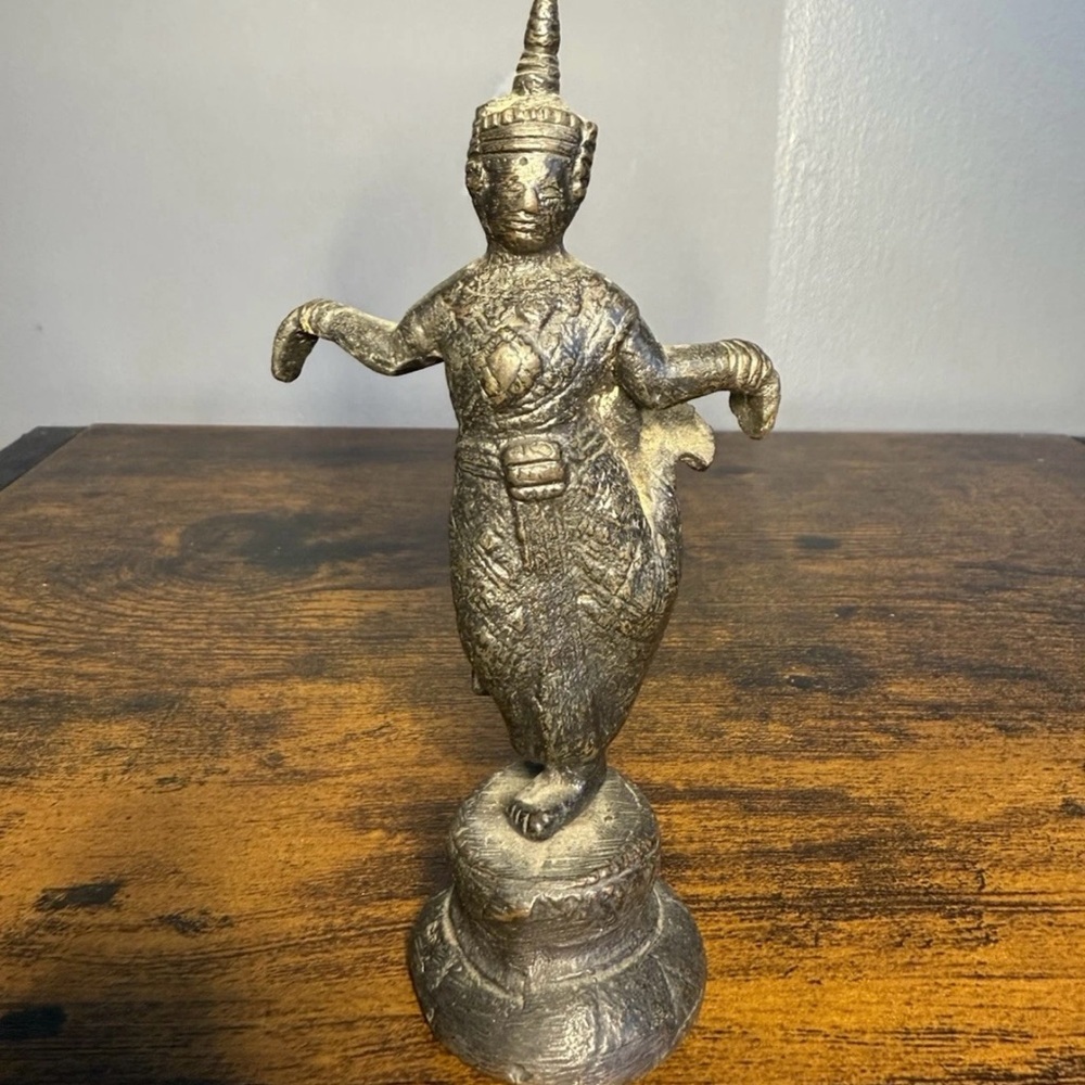 Solid Brass Hindu Goddess Hand Tooled Antique Very Early Stunning